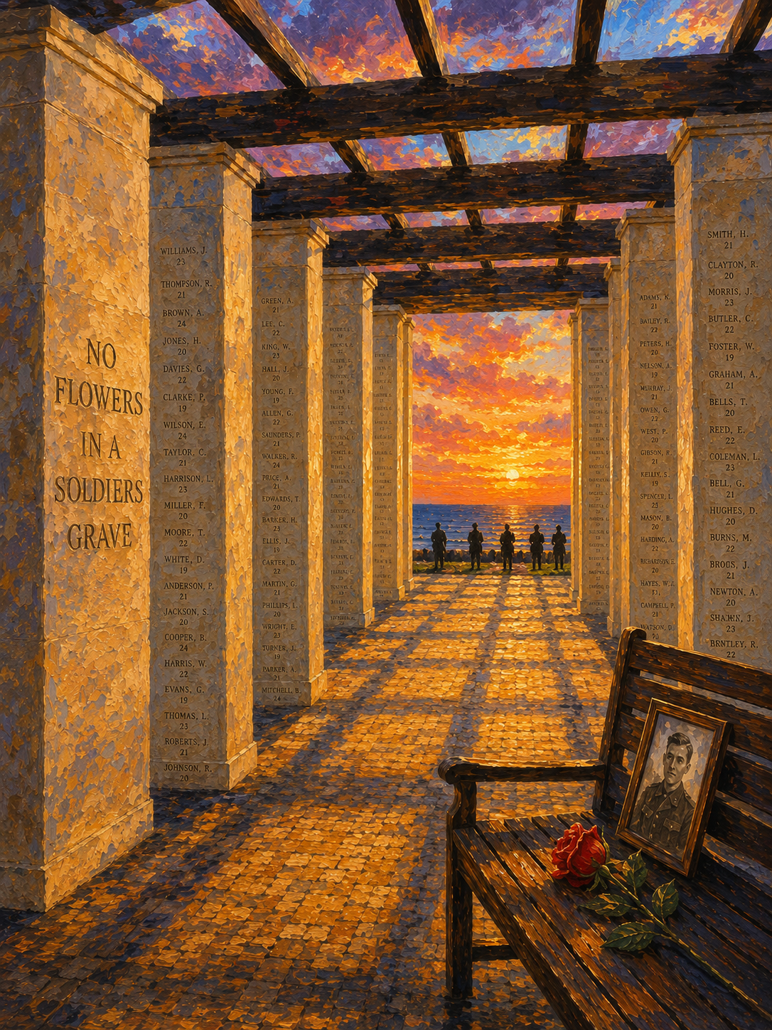 El memorial de los caidos en Normandia.;